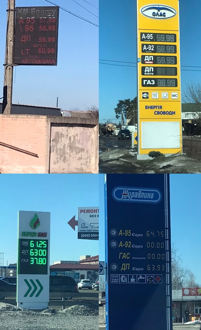 Ціни на АЗС в Сарнах.