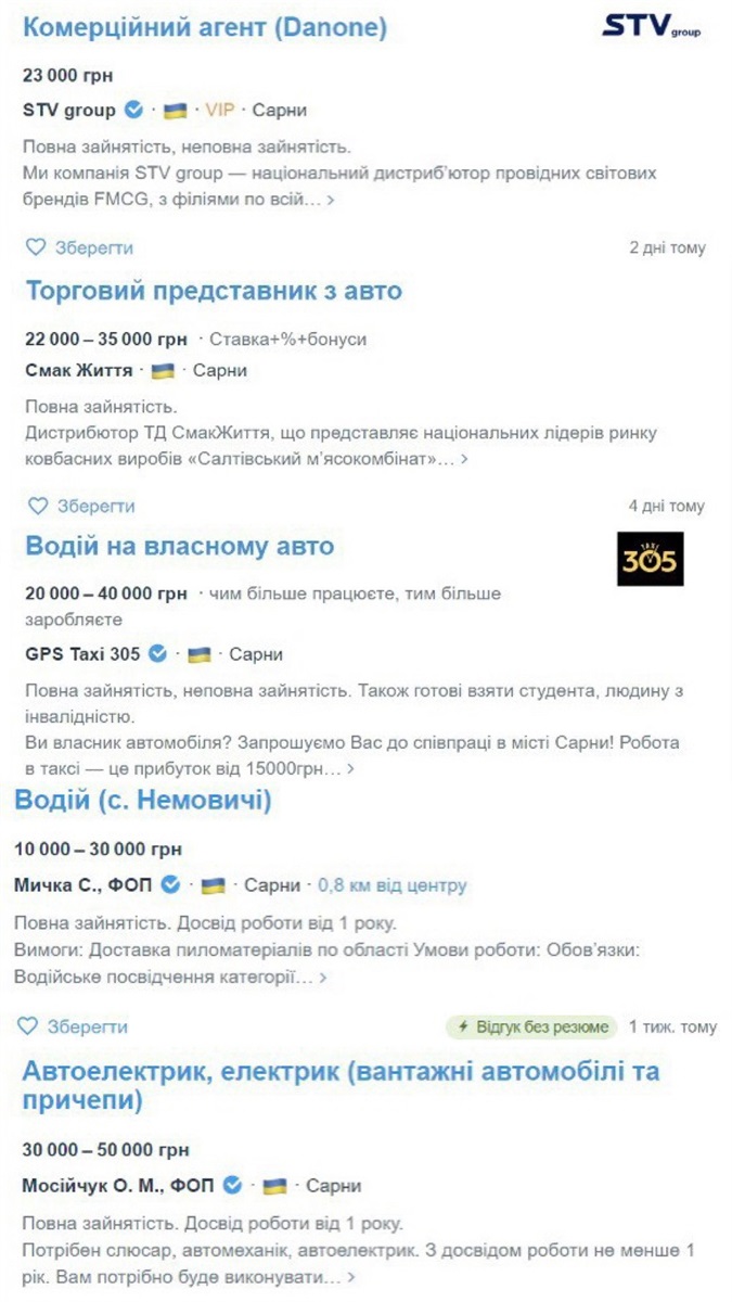 вакансії сарни