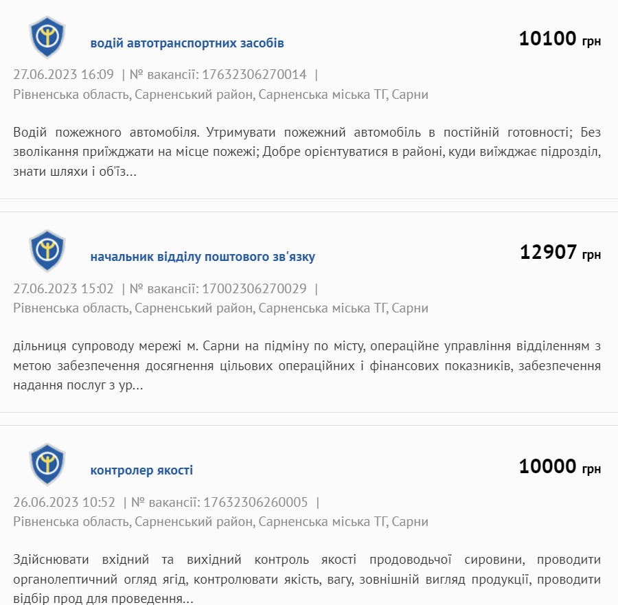 робота сарни вакансії сарни