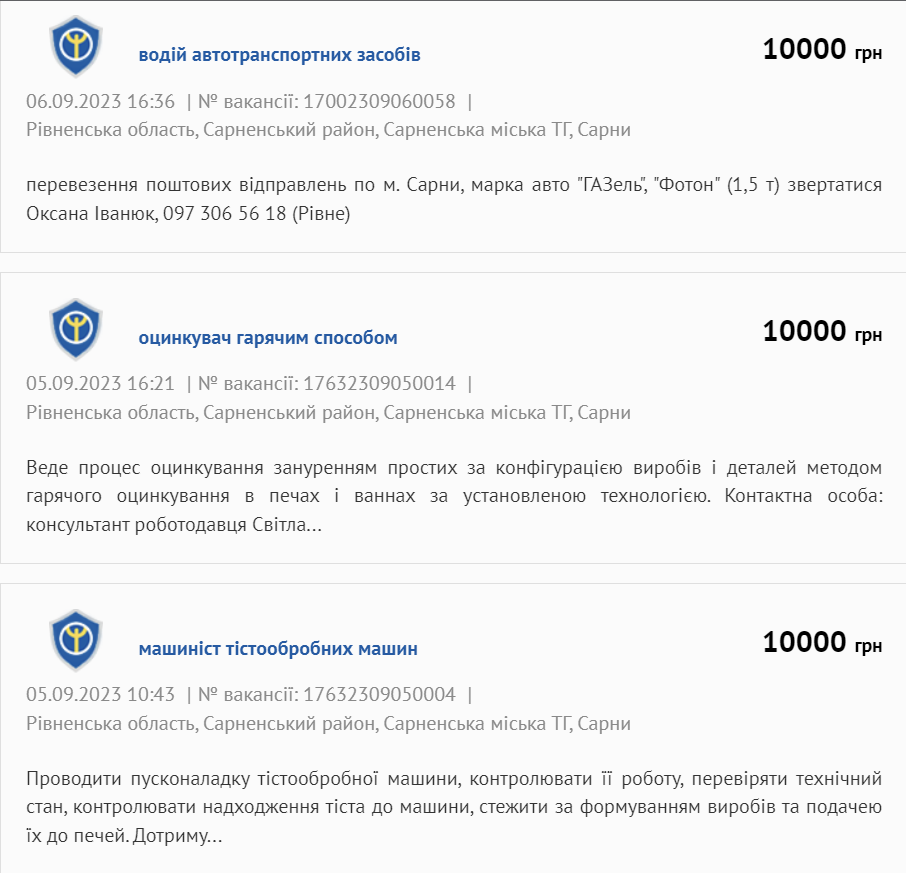 робота сарни, вакансії сарни