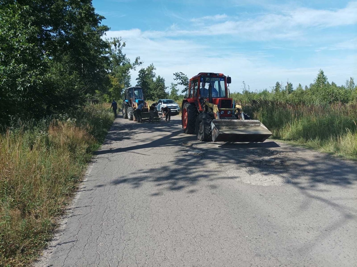 Жителі Карпилівки працюють на дорозі.