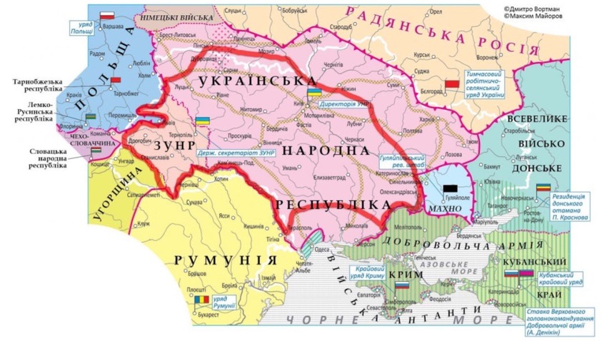 карта ЗУНР та УНР