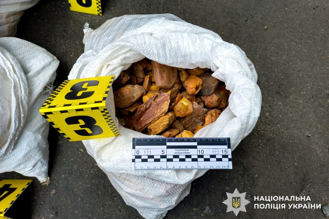 Бурштину на 30 тисяч доларів: на Рокитнівщині зупинили кросовер із трьома мішками каміння