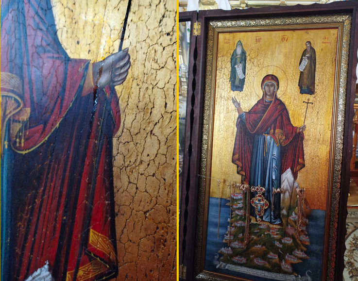 Фото, зроблені отцем Віталієм, коли ікона замироточила.